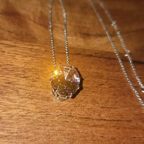 Light Pink Cubic Zerconia Necklace Silver Stainless Steel NEW With Tag Gift - Picture 3 of 4